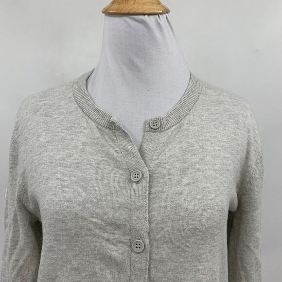 Jack Wills Cardigan Womens 8 Gray Cotton Button Front Lace Sleeve Sheer Panels - Picture 3 of 14